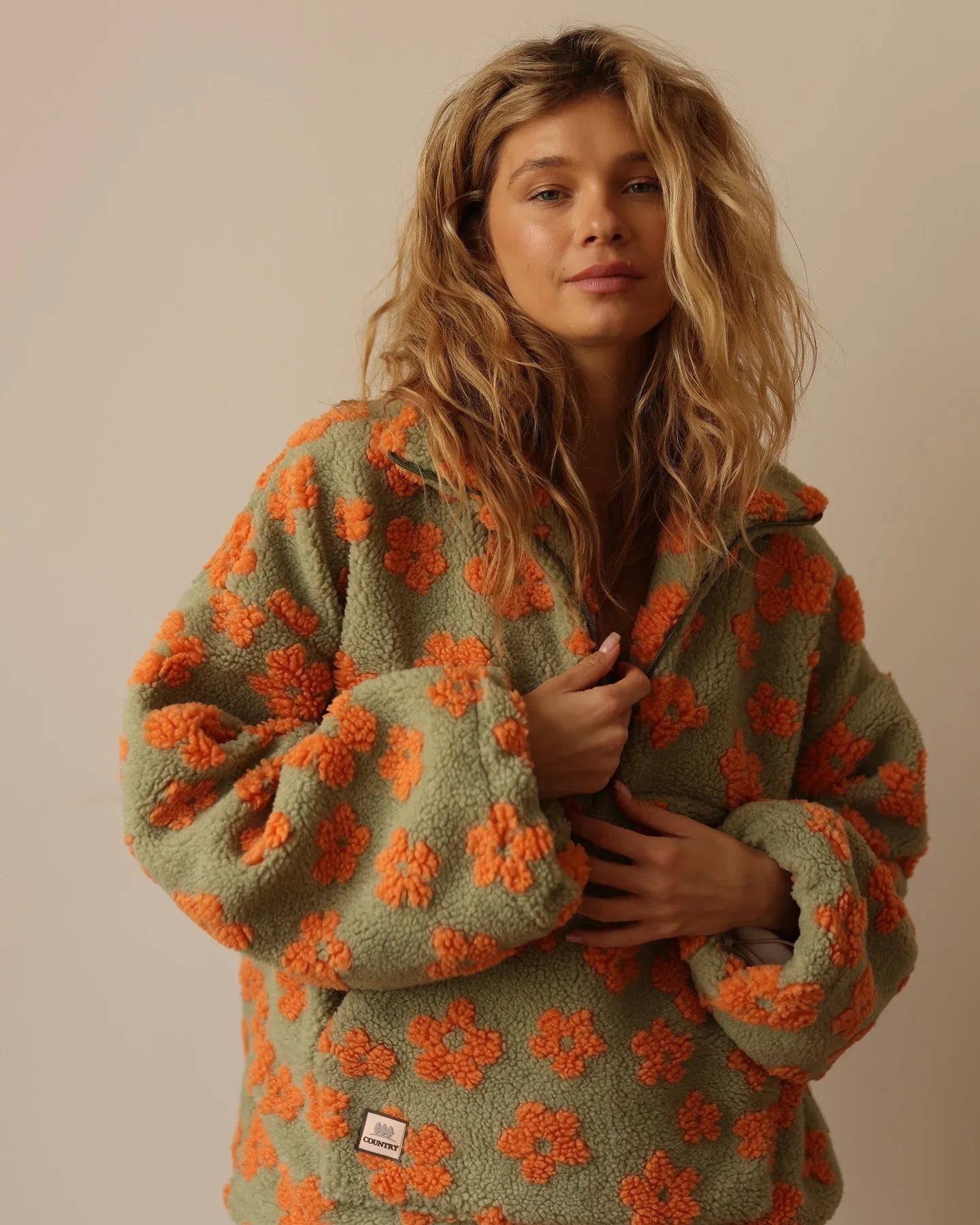 Sweat-shirt en polaire à fleurs pour femmes
