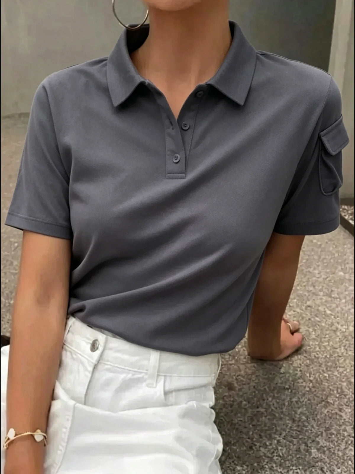 Chemises polo unies d'été pour femmes