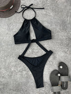 Maillot de bain une pièce monokini sexy à découpes et dos nu pour femmes
