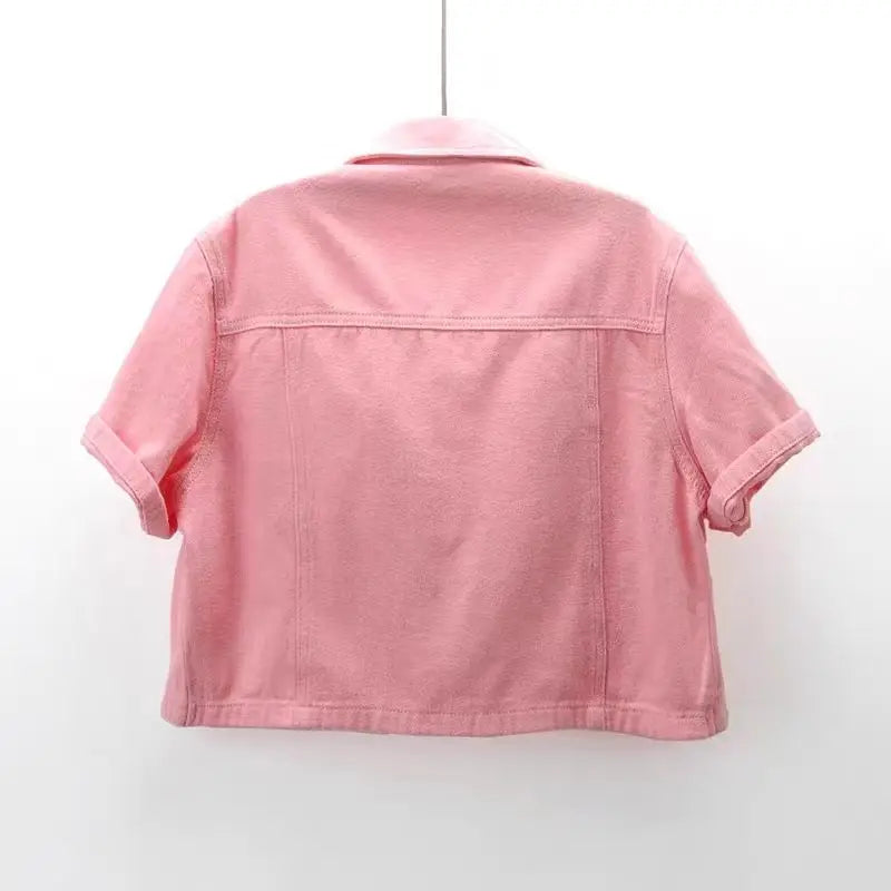 Veste en jean rose à manches courtes pour femmes
