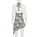 Robe mini dos nu asymétrique à imprimé zèbre pour femmes