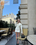Robe courte plissée et volantée sexy pour femmes