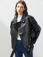 Veste en similicuir PU femme noir pour femmes