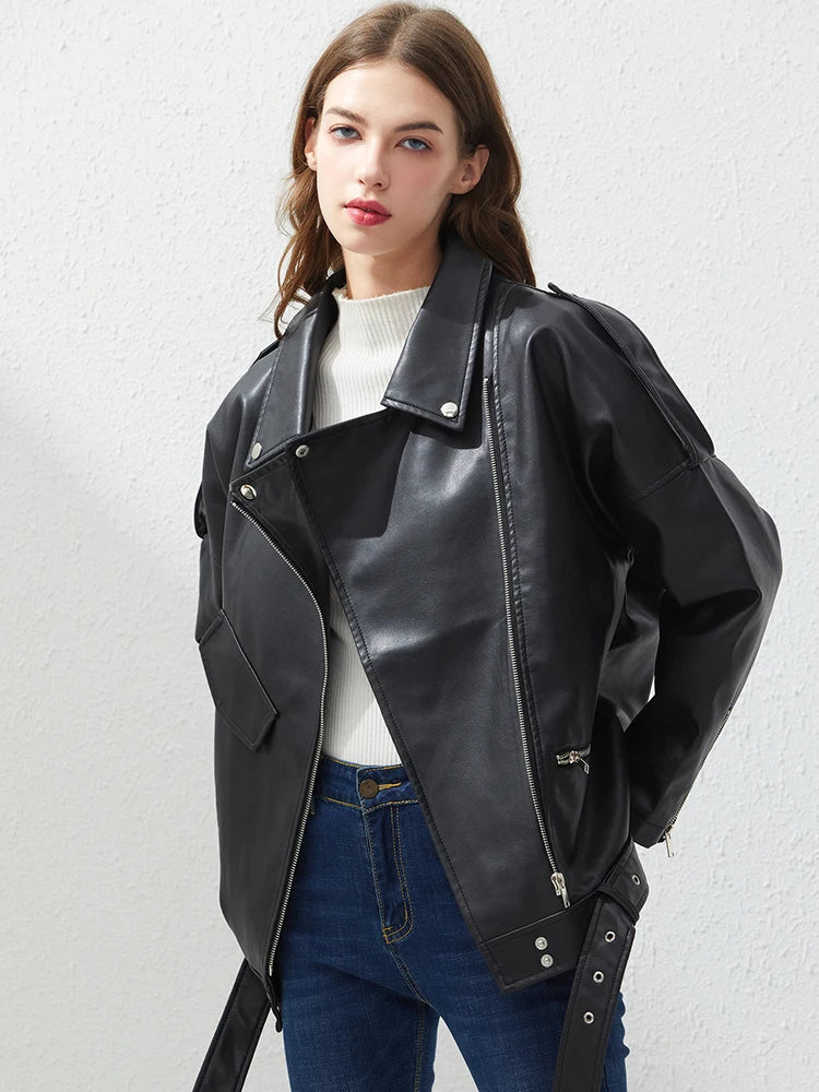 Veste en similicuir PU femme noir pour femmes