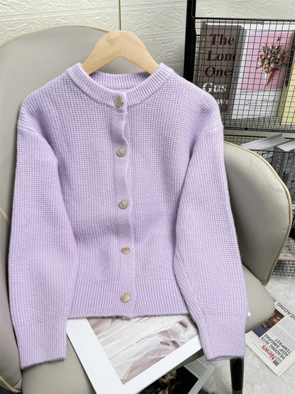 Gilet en Maille Uni Femme – Style Décontracté