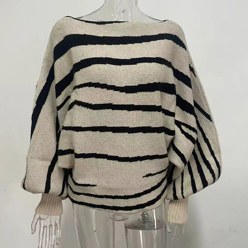 Pull ample à col Slash et manches chauve-souris pour femmes