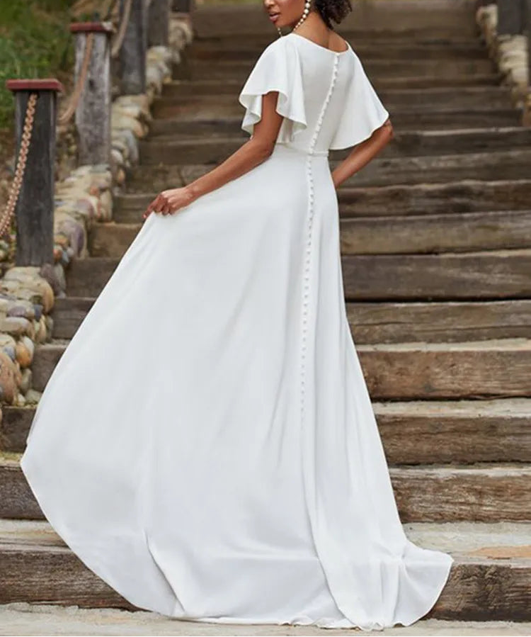 Robe de mariée vintage simple en satin pour femmes