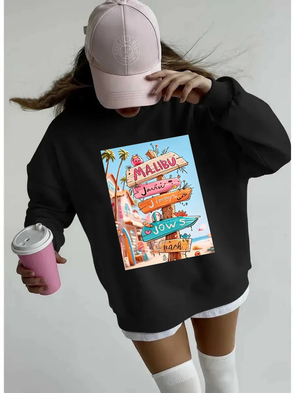 Sweat-shirts à capuche amples et sportifs pour femmes
