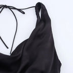 Robe midi à bretelles lacées en satin pour femmes