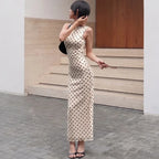 Robe maxi dos nu à pois pour femmes