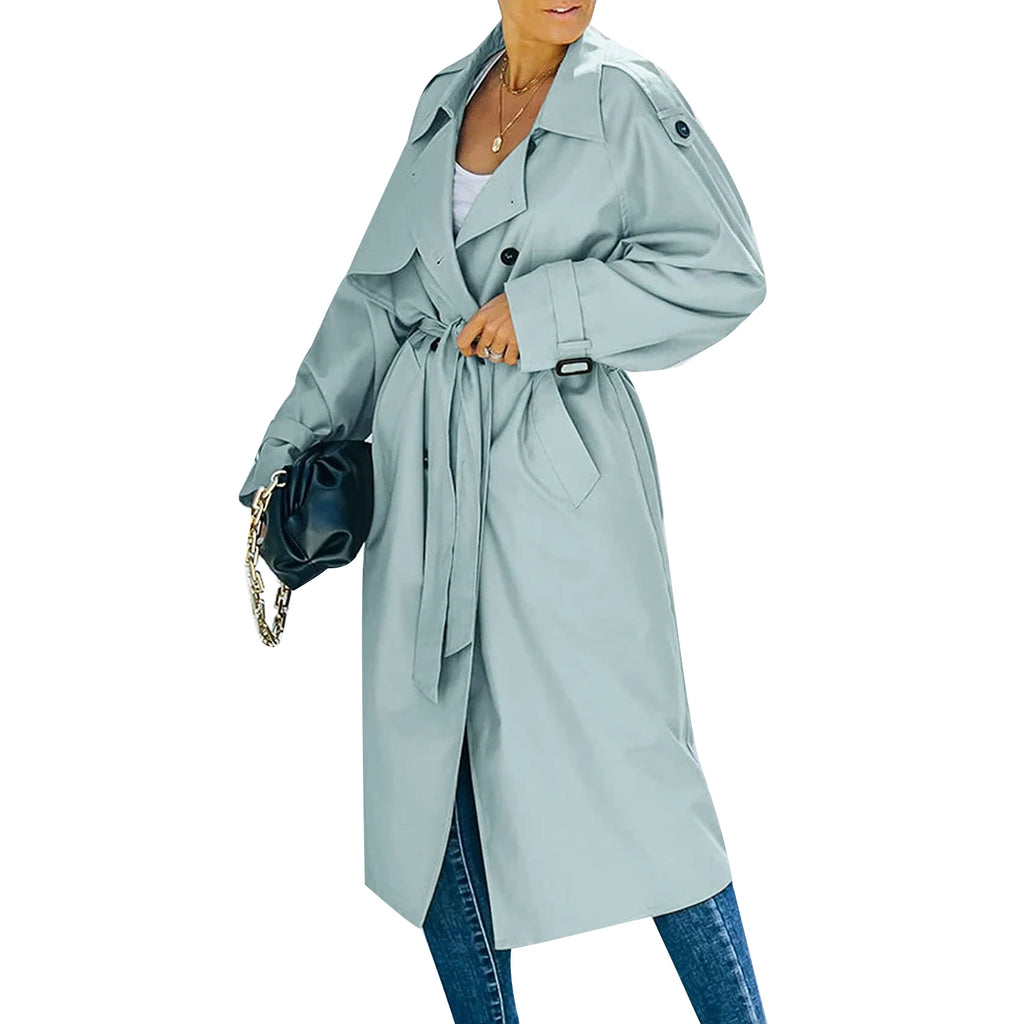 Manteau coupe-vent à double boutonnage pour femmes