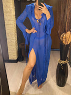 Robe de plage longue fendue pour femmes