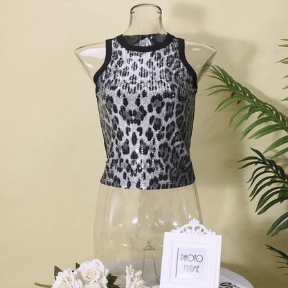 Gilet Léopard Femme – Coupe Moulante et Paillettes