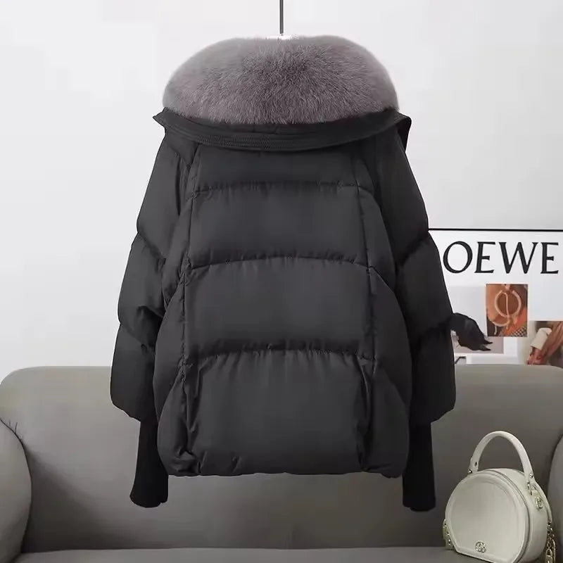 Manteau avec grand col de fourrure pour femmes