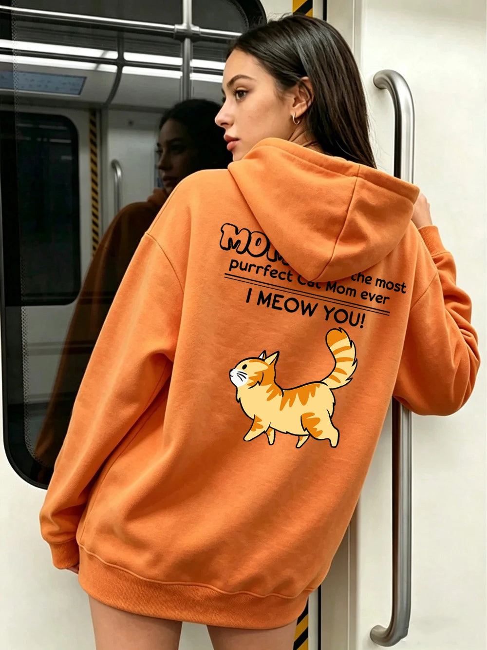 Sweat-shirts à capuche imprimés « Funny Cat Mom I Meow You » pour femmes