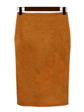 Jupe crayon moulante en faux daim pour femmes