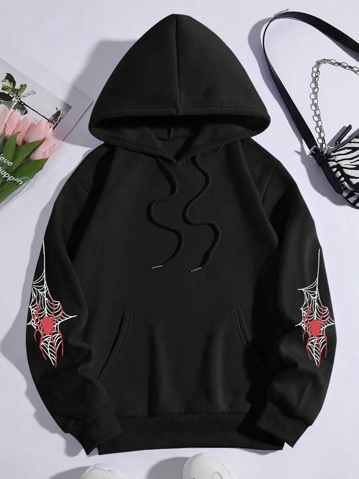 Sweat à Capuche Oversize Femme – Imprimé Araignées
