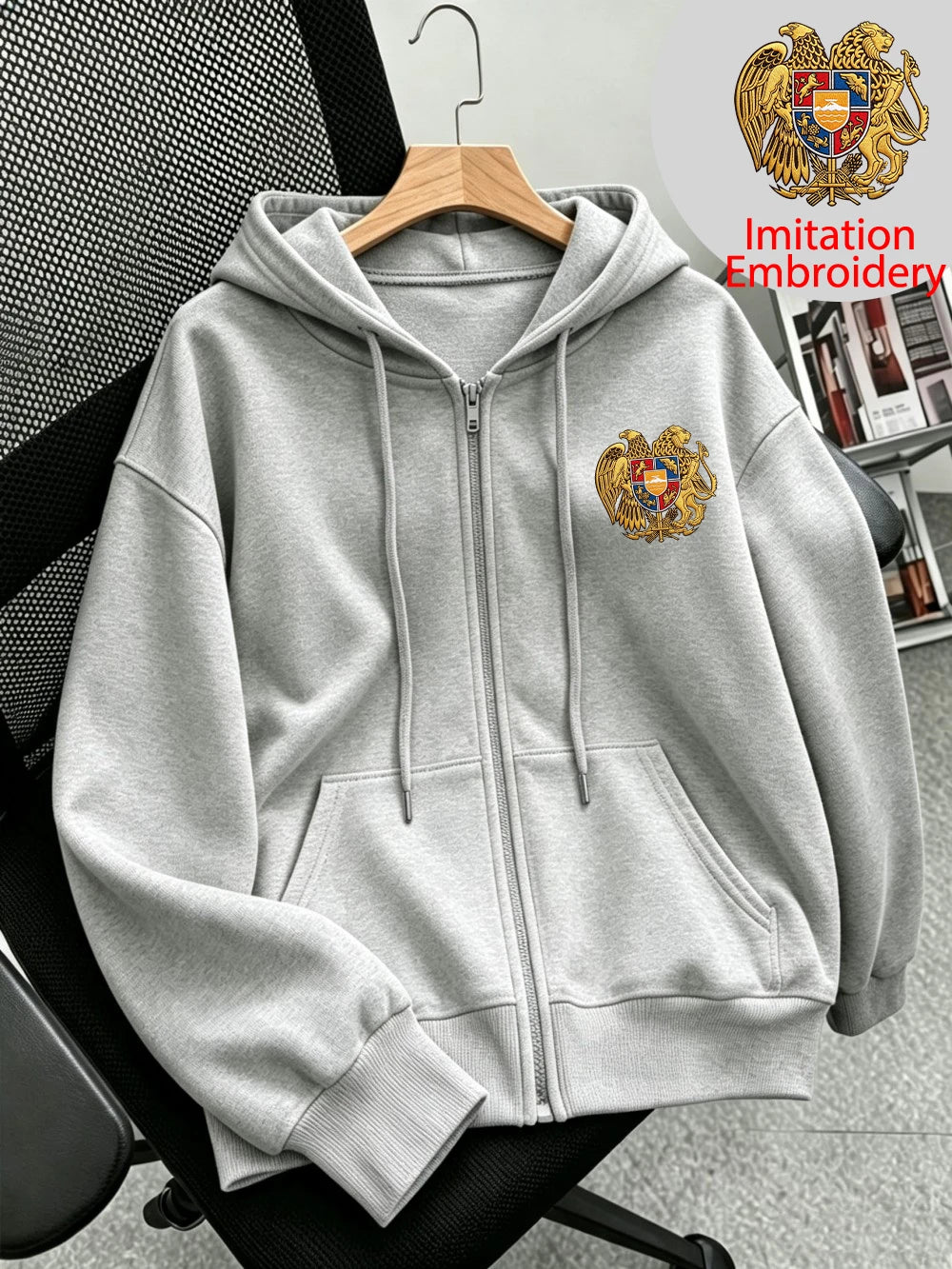 Sweat à capuche zippé imprimé Sporty Armenia pour femmes