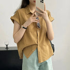 Chemise à manches courtes, style polyvalent, pour femmes