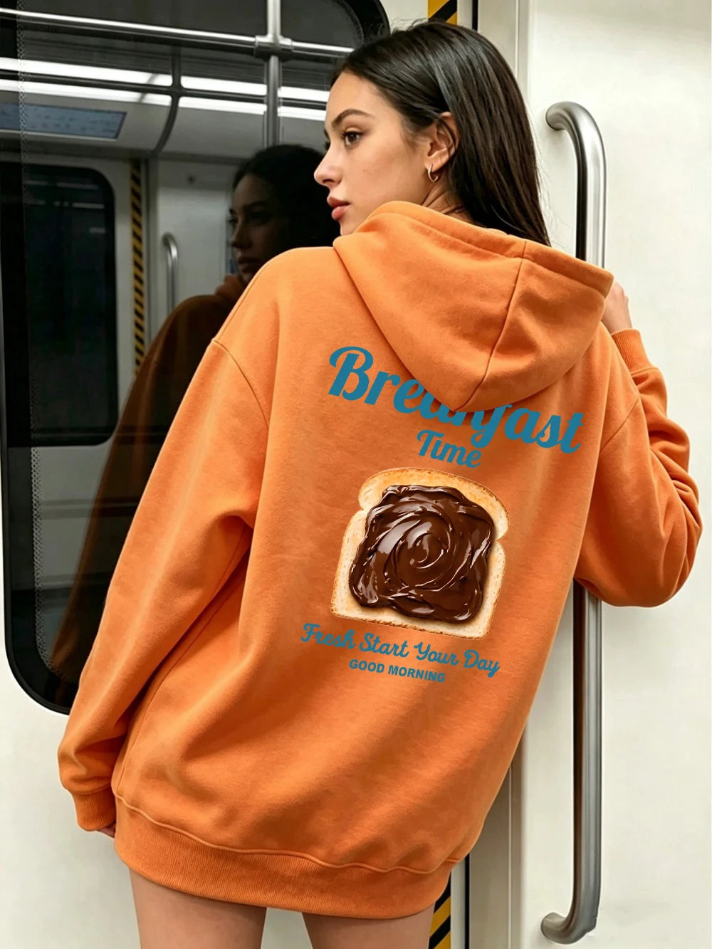 Sweat-shirt à capuche imprimé « Chocolate Toast Breakfast » pour femmes