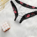 Ensemble de lingerie sexy à motif de lèvres pour femmes