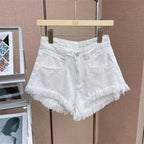 Short à franges patchwork pour femmes