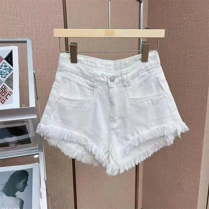 Short à franges patchwork pour femmes