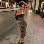 Robe longue à sequins imprimé léopard pour femmes