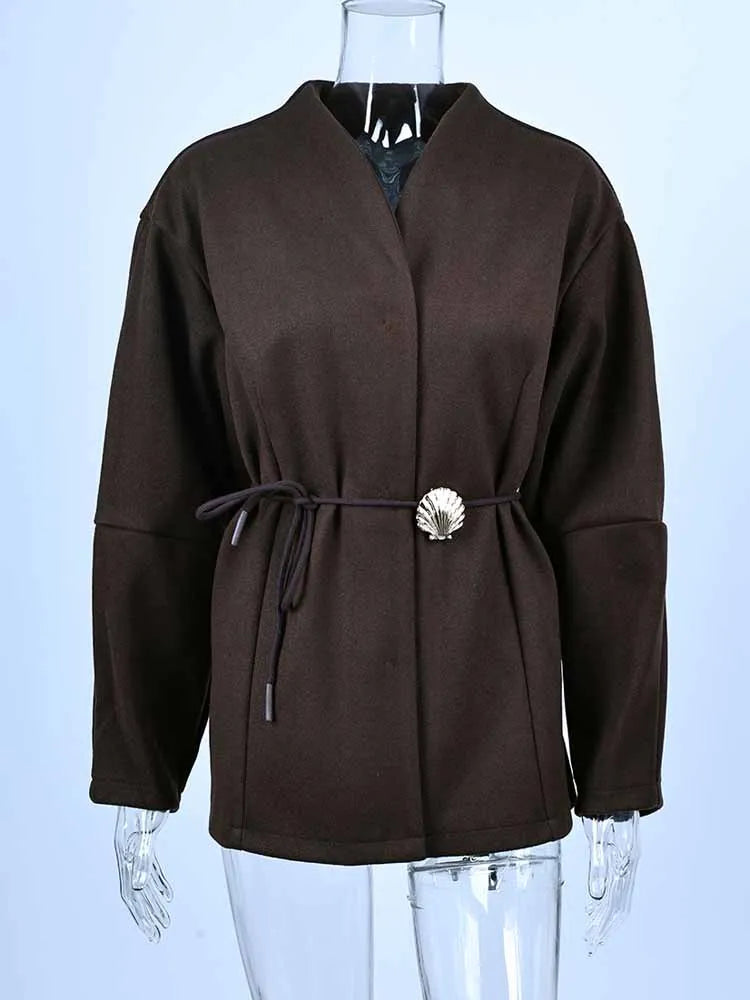 Vestes vintage marron à lacets pour femmes