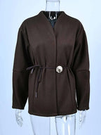 Vestes vintage marron à lacets pour femmes