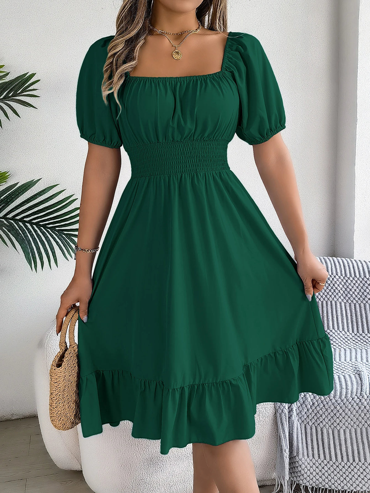 Robe Femme à Manches Bouffantes – Style Romantique