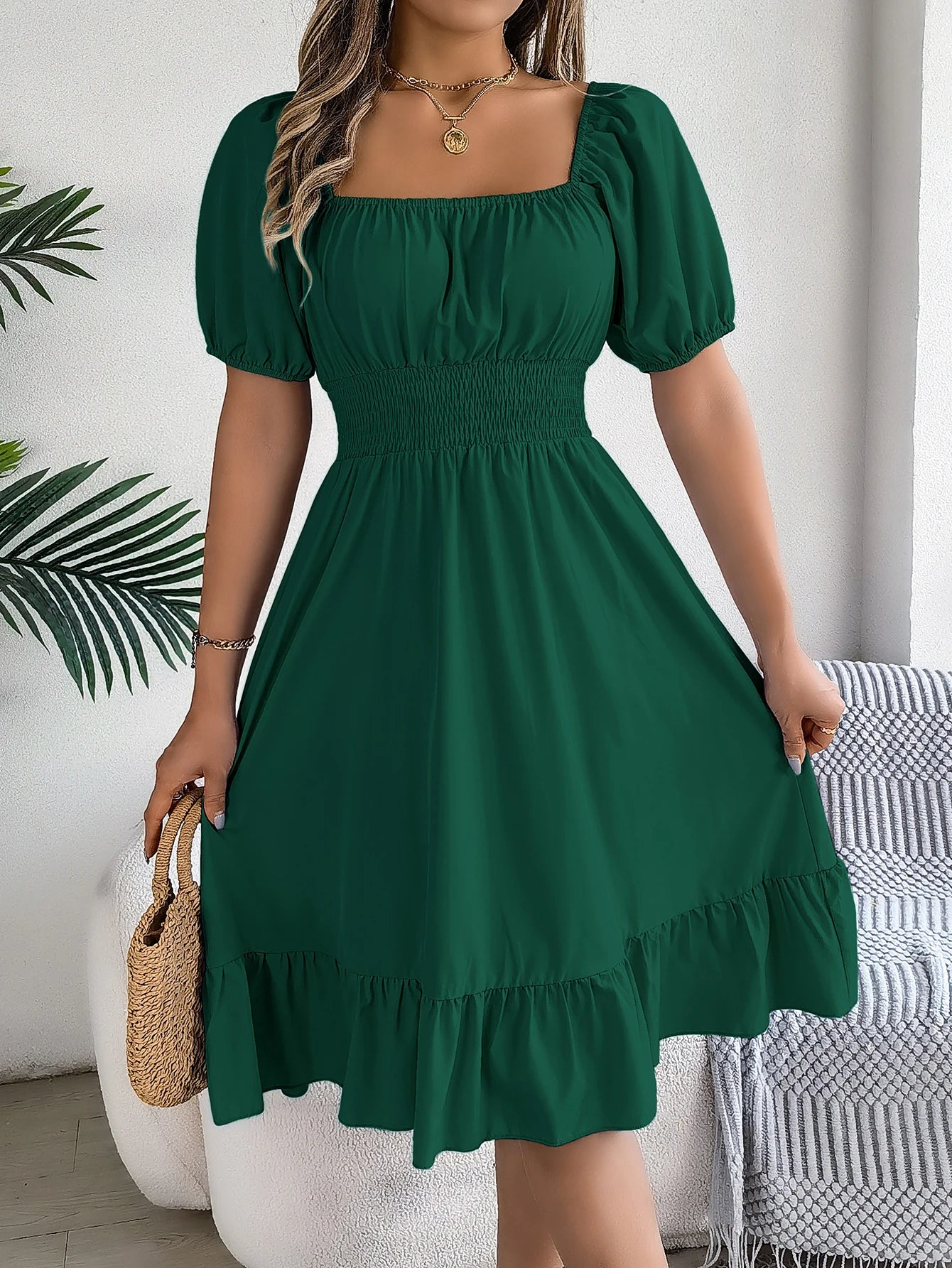 Robe à manches bouffantes pour femmes