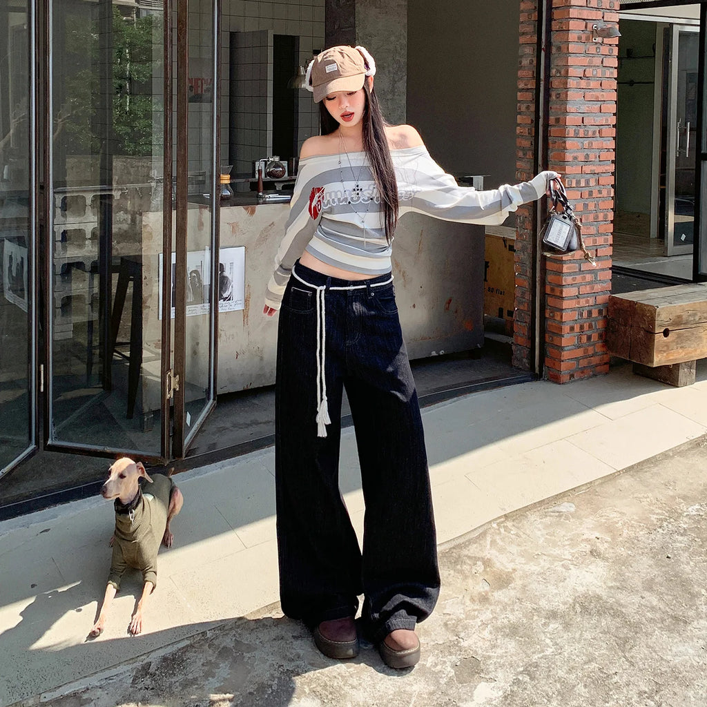 Pantalon en jean taille basse pour femmes