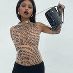 T-shirt en maille transparente pour femmes