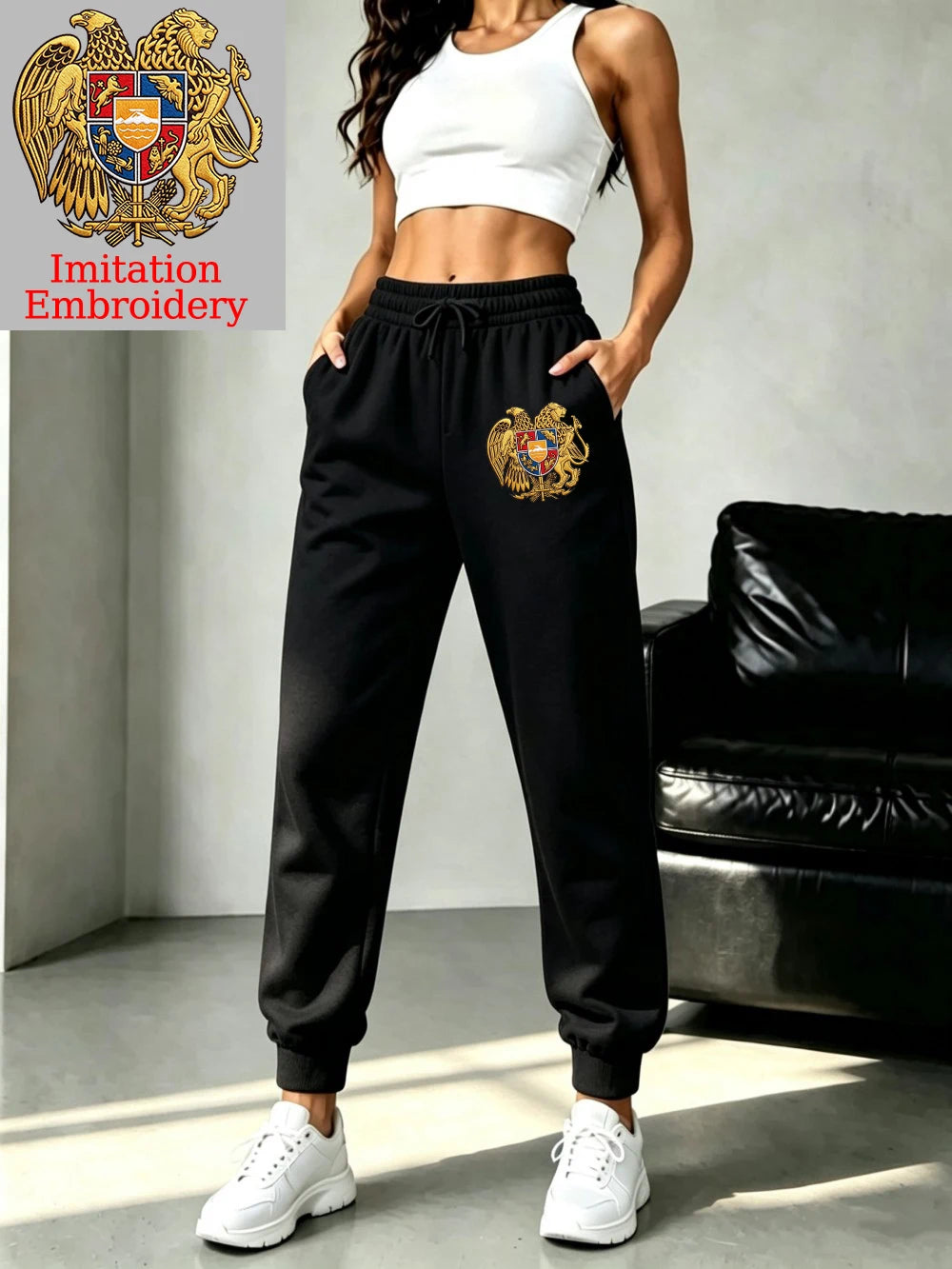 Pantalon de jogging imprimé emblème arménien pour femmes