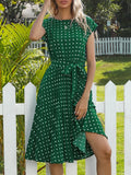 Robe d'été à pois et col rond pour femmes