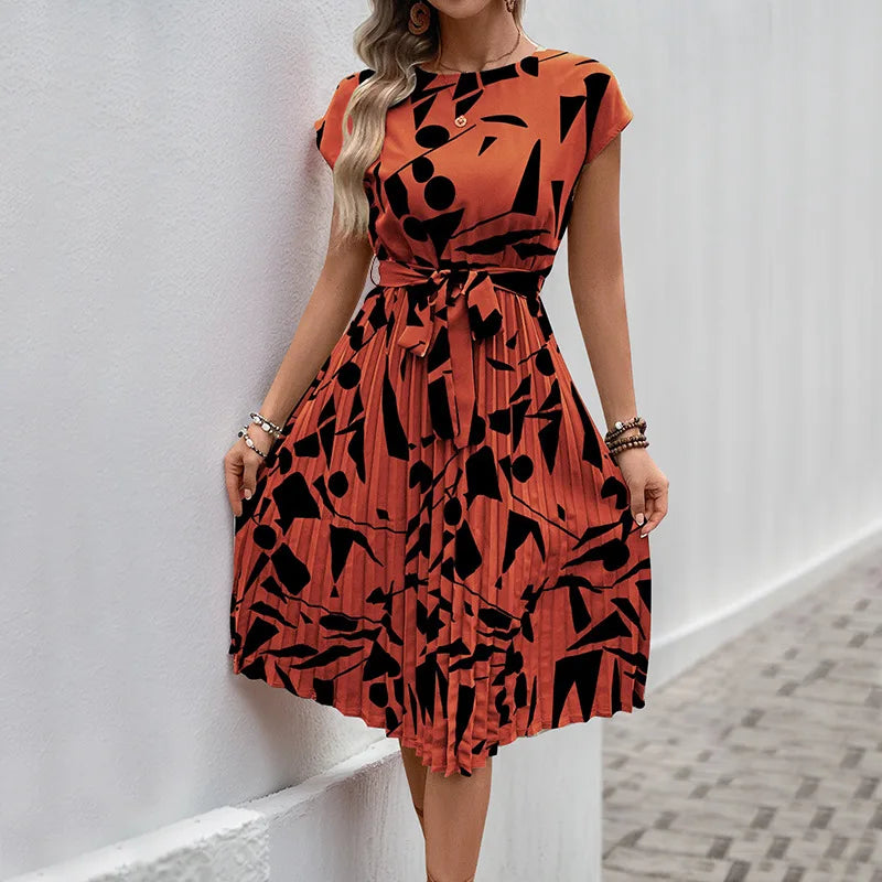Robe mi-longue imprimée ample pour femmes
