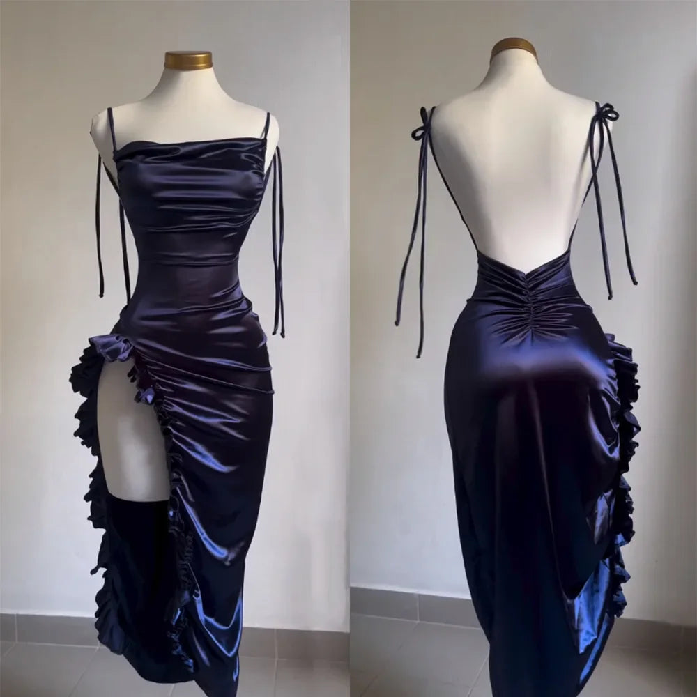 Robe longue plissée à lacets pour femmes