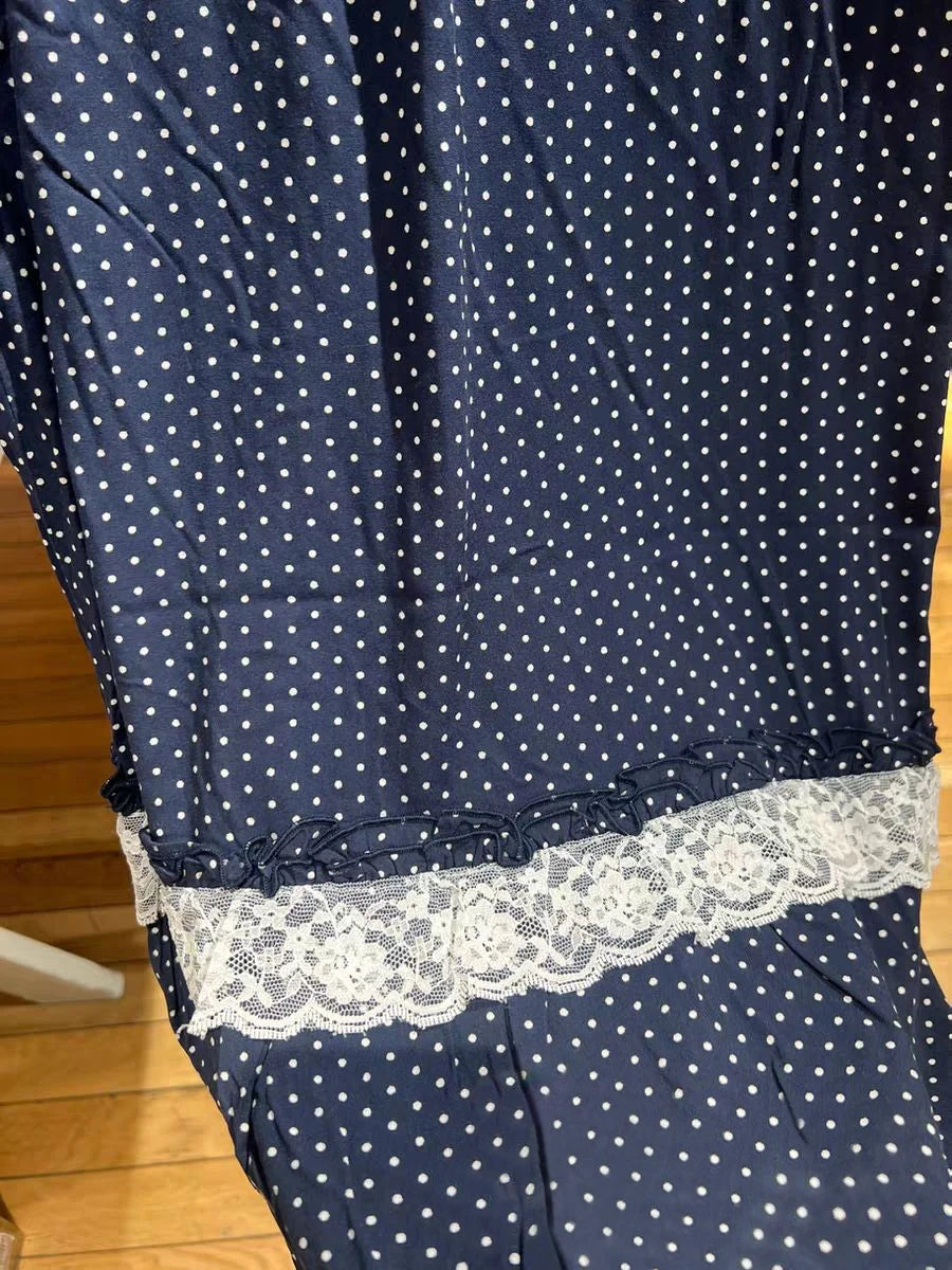 Jupe d'été en dentelle patchwork à pois pour femmes