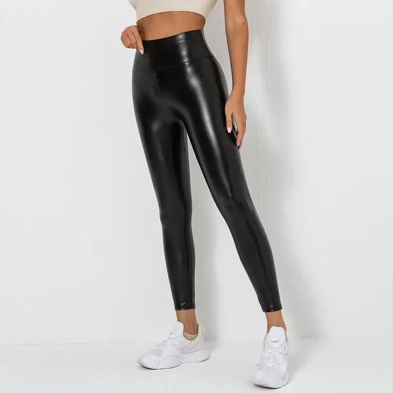 Leggings en cuir PU pour femmes