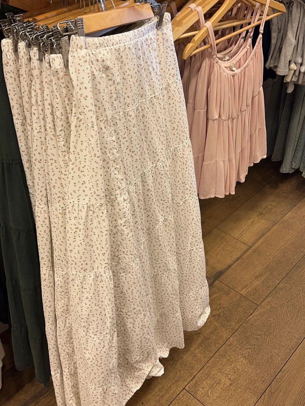 Jupe longue en coton à fleurs roses pour femmes