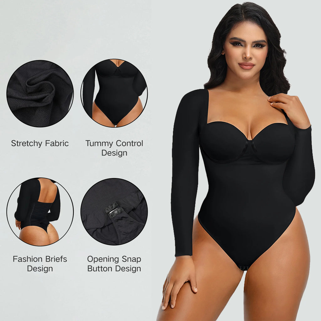 Body à manches longues sans couture pour femmes