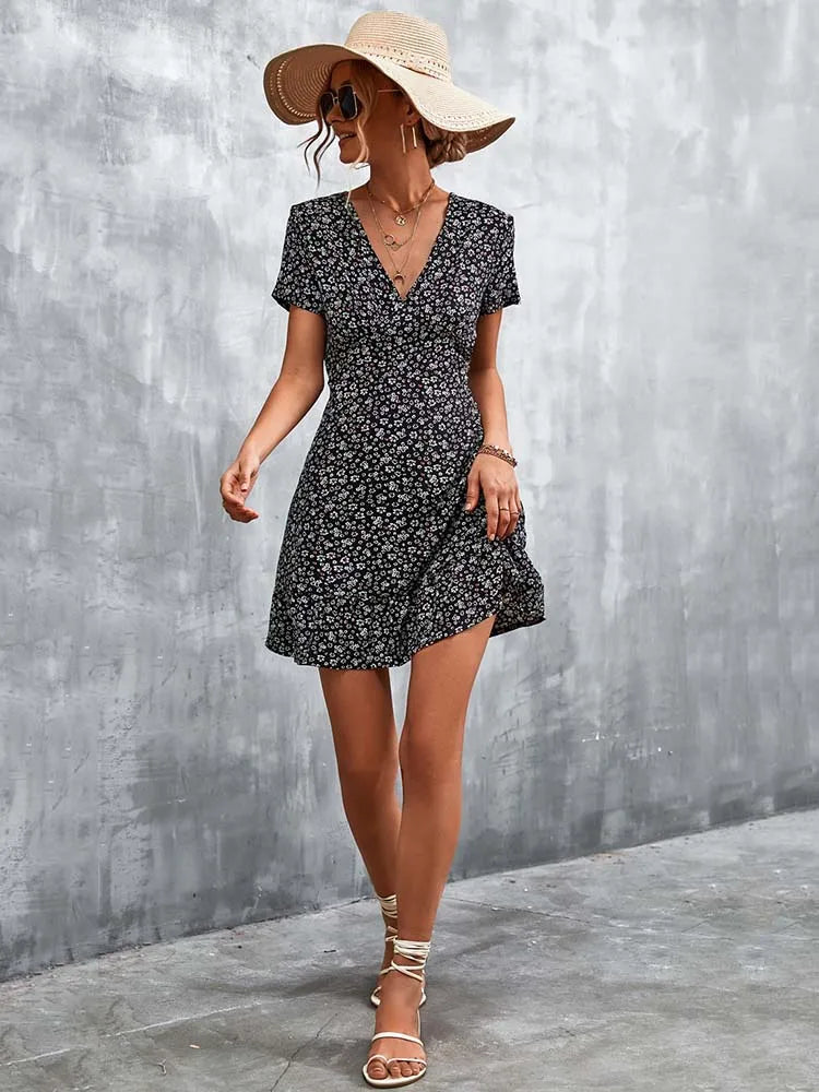 Robe d'été courte style Boho pour femmes