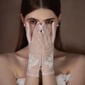 Gants de mariée en tulle doux et perles de cristal pour femmes