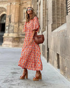 Robe longue à manches bouffantes pour femmes