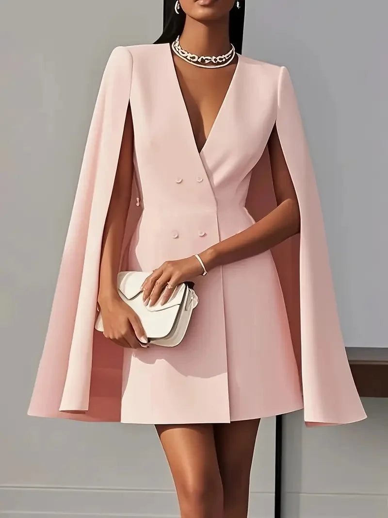 Robe de costume cape à double boutonnage pour femmes