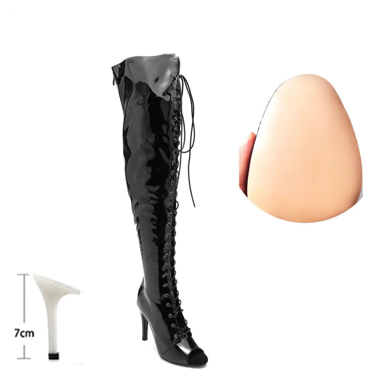Bottes à lacets au-dessus du genou à talons aiguilles pour femmes