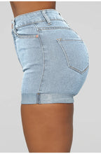 Shorts en jeans taille frisé pour femmes