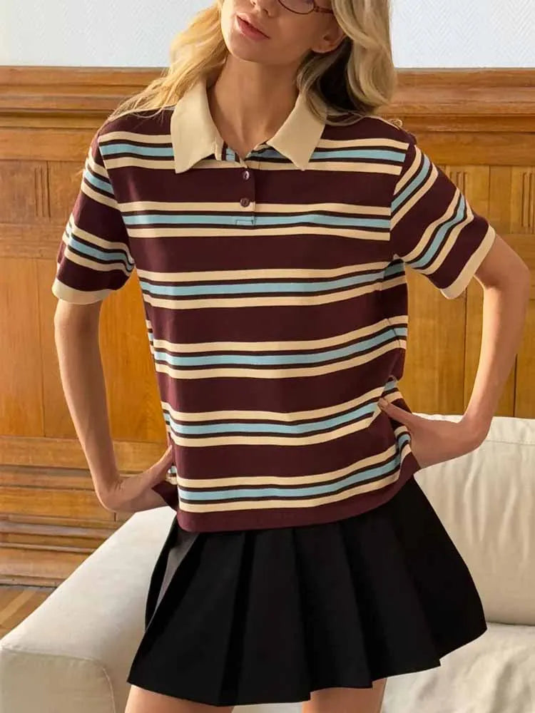 T-shirt rayé décontracté pour femmes