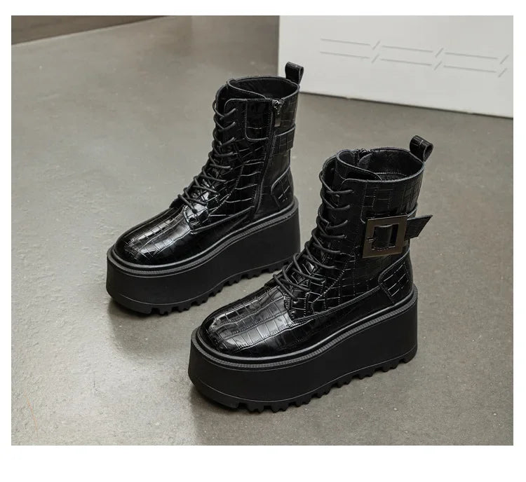 Bottines en cuir véritable pour femmes